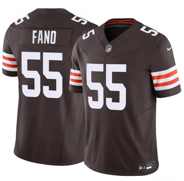 Men's Cleveland Browns #55 Spencer Fano Brown 2026 Draft F.U.S.E. Vapor Limited Football Stitched Jersey