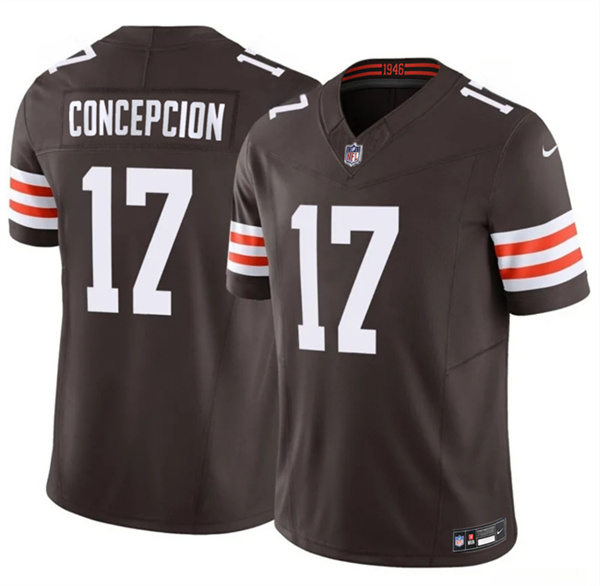 Men's Cleveland Browns #17 KC Concepcion Brown 2026 Draft F.U.S.E. Vapor Limited Football Stitched Jersey