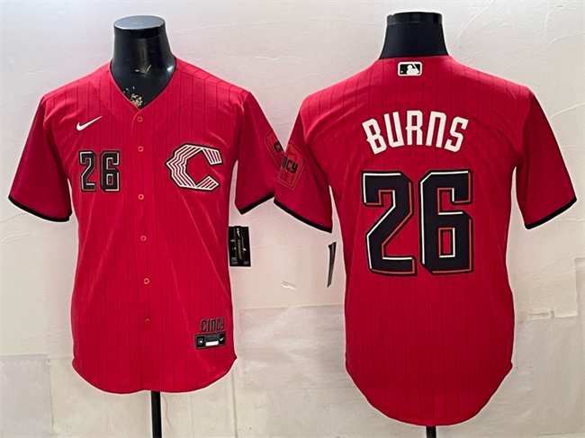 Men's Cincinnati Reds #26 Chase Burns Red 2026 City Connect Stadium Stitched Baseball Jersey