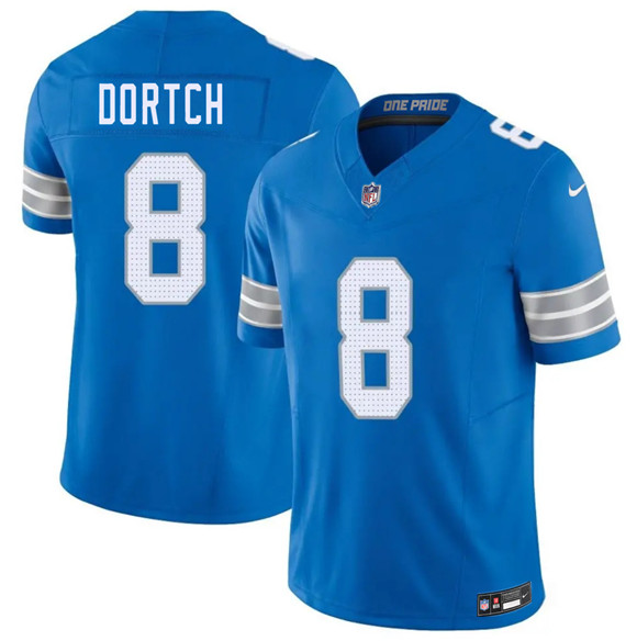Men's Detroit Lions #8 Greg Dortch Blue 2026 F.U.S.E. Vapor Limited Football Stitched Game Jersey