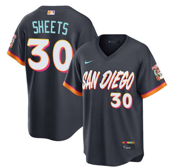 Men's San Diego Padres #30 Gavin Sheets Obsidian 2026 City Connect Stadium Stitched Baseball Jersey