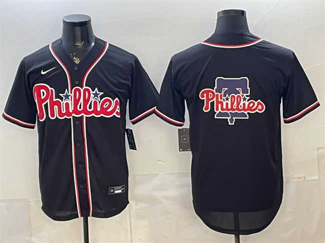 Men's Philadelphia Phillies Team Big Logo 2026 Fashion Replica Black Out Stitched Baseball Jersey