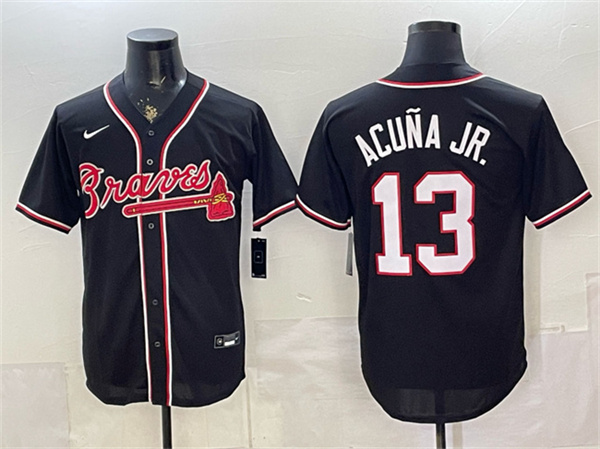 Men's Atlanta Braves #13 Ronald Acu?a Jr. 2026 Fashion Black Out Stitched Baseball Jersey