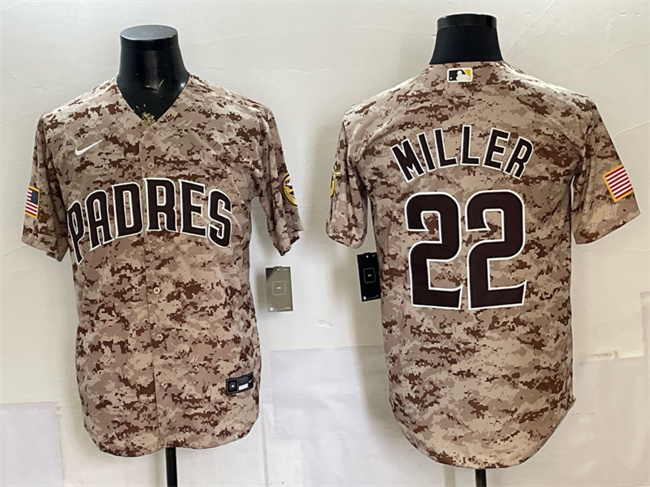 Men's San Diego Padres #22 Mason Miller Tan Camo Cool Base Stitched Baseball Jersey