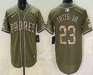 Men's San Diego Padres #23 Fernando Tatis Jr Olive 2026 Armed Forces Day Jersey