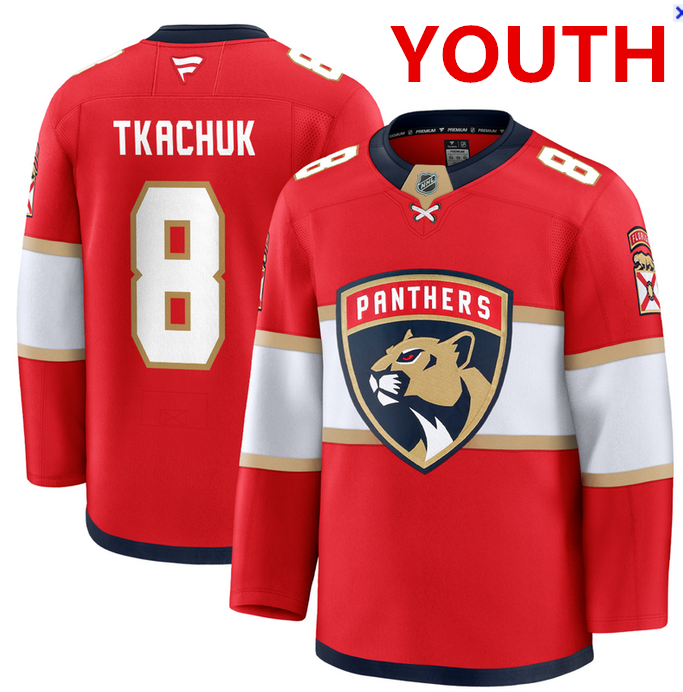 Youth Florida Panthers #8 Brady Tkachuk Red Stitched Hockey Home Jersey