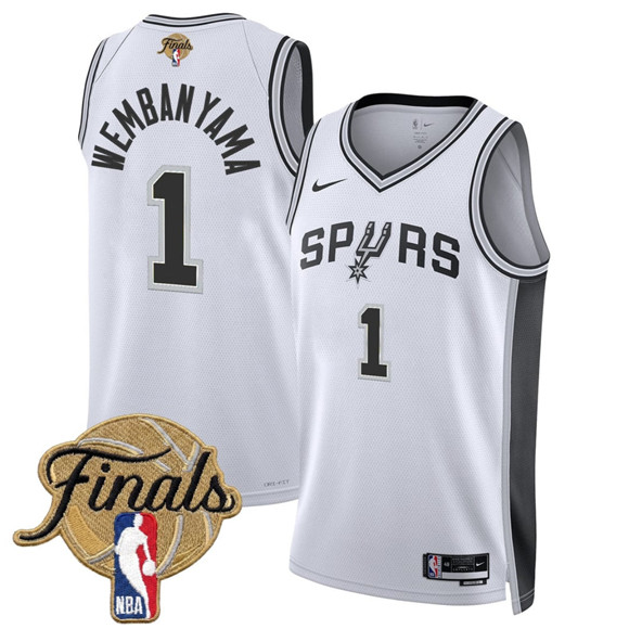 Men's San Antonio Spurs #1 Victor Wembanyama White 2026 Finals Patch Association Edition Stitched Basketball Jersey
