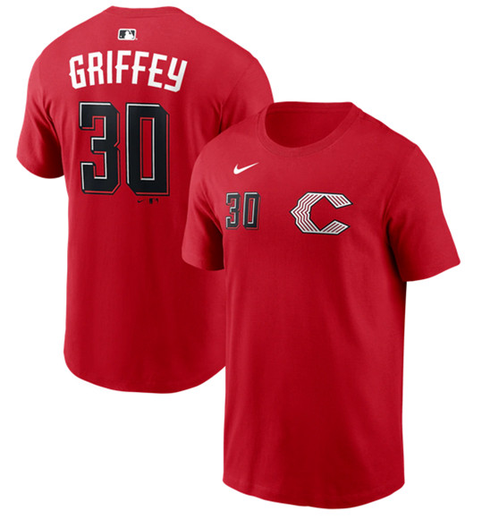 Men's Cincinnati Reds #30 Ken Griffey Jr. Red 2026 City Connect Name & Number T-Shirt