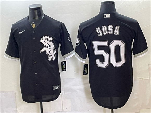 Men's Chicago White Sox #50 Lenyn Sosa Black Stitched Baseball Jersey
