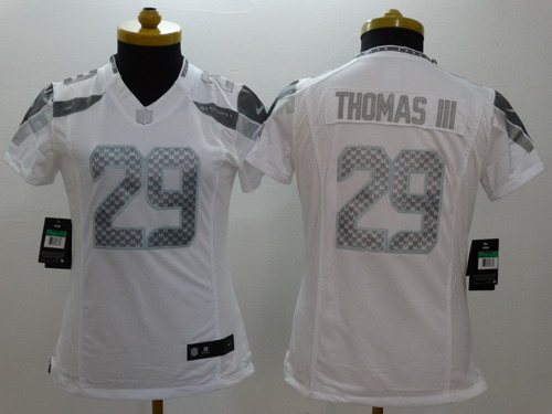 Nike Seattle Seahawks #29 Earl Thomas III Platinum White Limited Womens Jersey