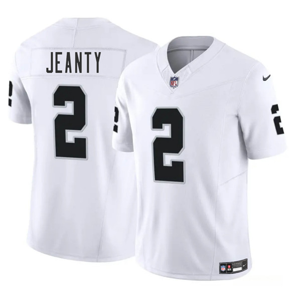 Mens Las Vegas Raiders #2 Ashton Jeanty White 2025 F.U.S.E. Vapor Stitched Football Jersey
